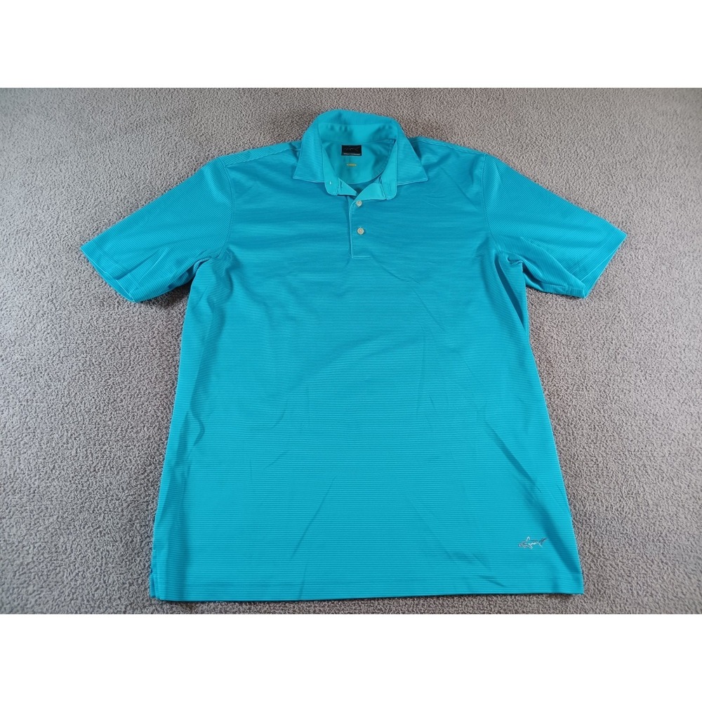 Greg Norman Golf Polo Shirt Men's Turquoise Performance Play Dry Shark Large